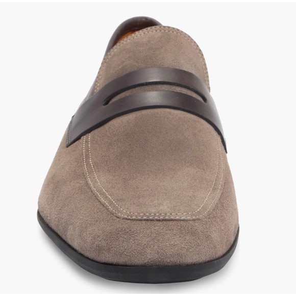 MAGNANNI MEN NIB $475 TIERRA GREY SUEDED LEATHER PENNY LOAFERS. SIZE 9.5 - Picture 7 of 11